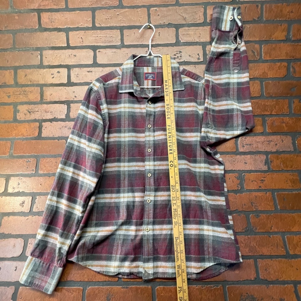 UNTUCKit Men's L Red Green Plaid Flannel Button Down Untucked Shirt - Picture 3 of 9